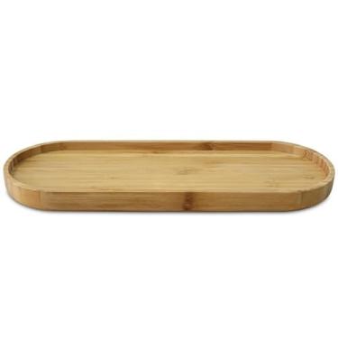 Imagem de Bandeja de Bambu Impermeável com Borda Lisa Organização Armazenamento Utensílios Decoração (28,2cm)