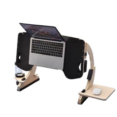 Imagem de Mesa de computador, mesa de laptop com ajuste de vários ângulos para copos/slot para cartão 58 x 31 x 26 cm placa de borda arredondada mesa de estudo mesa dobrável mesa para laptop montagem simples B
