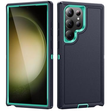 Imagem de POYUFRG Capa para Samsung Galaxy S26 Ultra/S26 Plus/S26, capa à prova de choque de grau militar suporta carregamento sem fio, antiderrapante, anti-arranhões, verde, S26