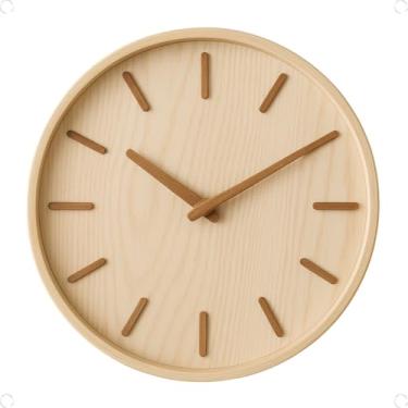 Imagem de Relógio de Parede em Madeira 30 cm Silencioso Design Escandinavo para Sala Quarto Escritório