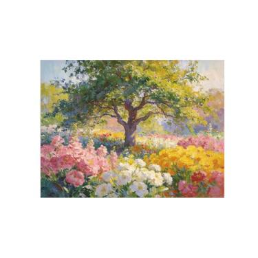 Imagem de BMZFYBS Impressão em tela de paisagem de arte de parede - flores coloridas de árvore - pintura de decoração - imagens para sala de estar quarto 60 x 80 cm 24 x 31 polegadas sem moldura