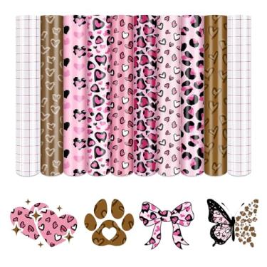 Imagem de HTVSTD Adesivo permanente com estampa de leopardo para Dia dos Namorados - 8 folhas 30,5 x 25,4 cm, impermeável HTV para artesanato e decoração