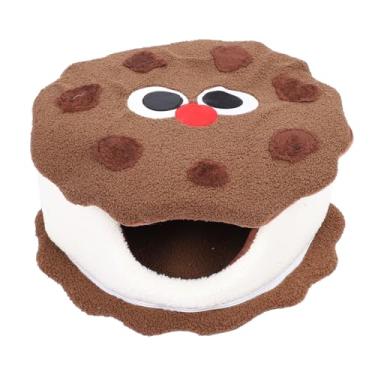 Imagem de Cama de gato fechada SIWOTED em formato de biscoito fofo, fácil de limpar, casa de gato aconchegante e aconchegante para gatos internos e gatinhos