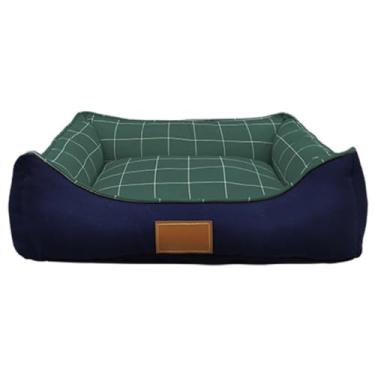 Imagem de Cama grande 71x56 com ziper para cachorro de grande porte cachorros cães e gatos(Square verde)