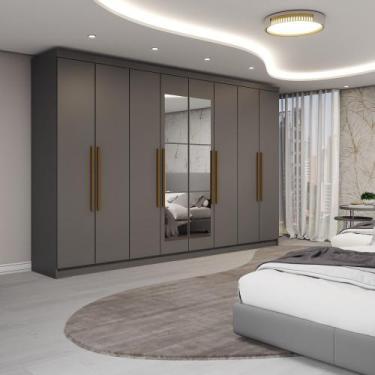 Imagem de Guarda-Roupa Casal Odisseia 8 Portas 4 Gavetas com Espelho Onix - Pano