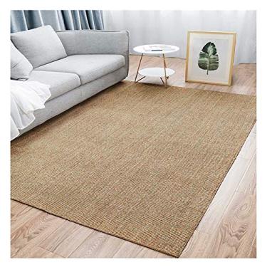 Imagem de Tapete de sisal moderno decoração de sala de estar tapetes de juta feitos à mão tatami varanda linho tapete de chão fibra natural grosso texturizado bege