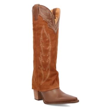 Imagem de Dingo Botas femininas casuais Wild Horses Southwest Snip Toe salto médio até o joelho 5 a 7,6 cm - marrom, Marrom, 41