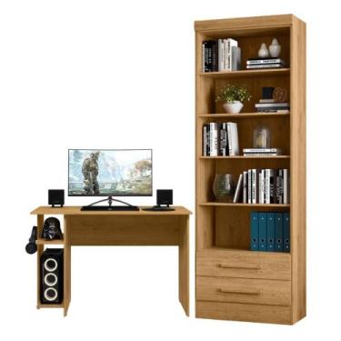 Imagem de Jogo de Escrivaninha e Estante 2 Gavetas Pará Freijó  - Mais de Casa