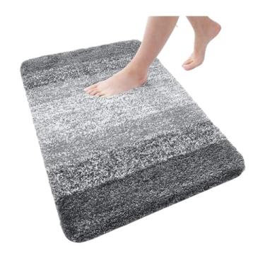 Imagem de Tapete de banheiro extra macio grosso absorvente luxuoso microfibra tapete de banho tapete de pelúcia tapetes de banho chuveiro de chão (cinza, 61 x 91 cm (24 x 36 pol))