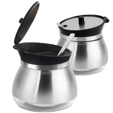 Imagem de Açucareiro Inox e Vidro com Tampa e Colher Yab