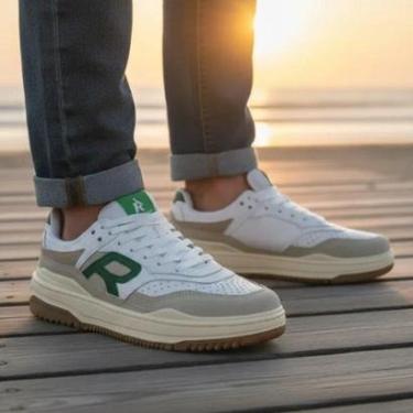 Imagem de Tênis Masculino Reserva Couro R Broox - Branco/Verde-Masculino