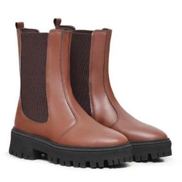 Imagem de Bota Chelsea Feminina Cano Alto Plataforma Tratorada Moderno-Feminino
