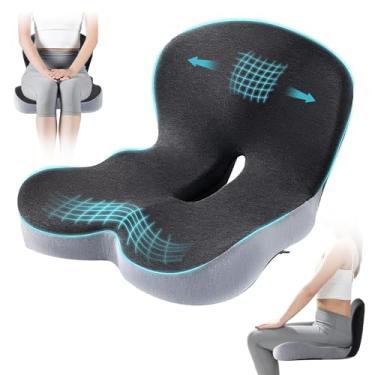 Imagem de Stepxi Almofada de assento de espuma de memória, almofada de cadeira de escritório para suporte confortável, almofada de assento antiderrapante com design ergonômico em forma de L - cadeira de