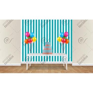 Imagem de Painel em Jacquard Estampado Listrado Azul Turquesa, 2,00 x 2,80
