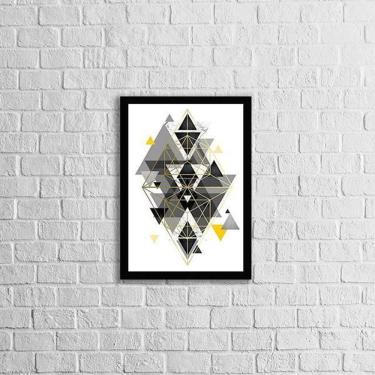 Imagem de Quadro Abstrato Geométrico Triângulos Pretos 45X34 Preta