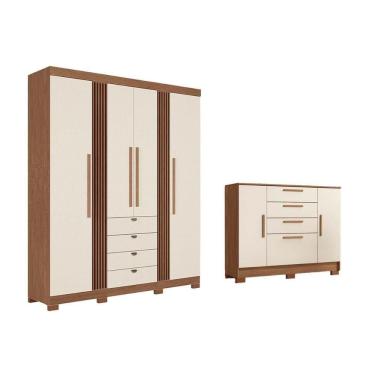 Imagem de Guarda Roupa +cômoda 2 Peças Qc288 Jatoba/areia - Santos Andirá