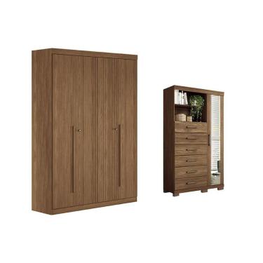 Imagem de Guarda Roupa +cômoda 2 Peças Qc345 Jatobá - Santos Andirá