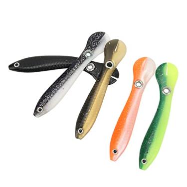 Imagem de Isca de pesca artificial, 5 peças, isca de silicone macio com olhos 3d, ação de natação vívida para pesca em água doce e salgada, estilo loach de 10cm