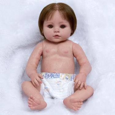 Imagem de Boneca Reborn Silicone Bebê Realista Menina Cabelo Fio a Fio - Cegonha