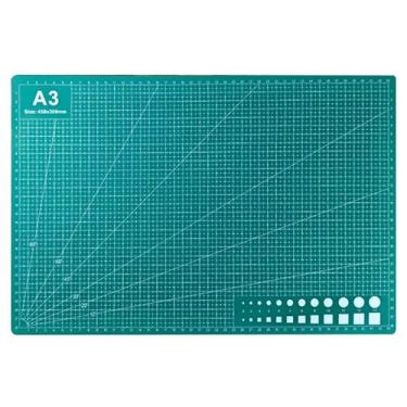 Imagem de Tapete de corte de arte de costura 43 cm C x 29 cm L tábua rotativa quadriculada dupla face para artesanato projeto hobby tecido de costura (1, verde, A3: 40 cm C x 29 cm)