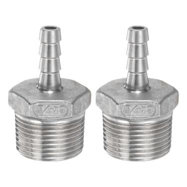 Imagem de HARFINGTON 2 peças de mangueira de aço inoxidável acessórios de farpa 0,3" (8 mm) farpado x g 3/10.2 cm encaixe de tubo macho mangueira de ar acessórios de farpa acoplador adaptador de conector de