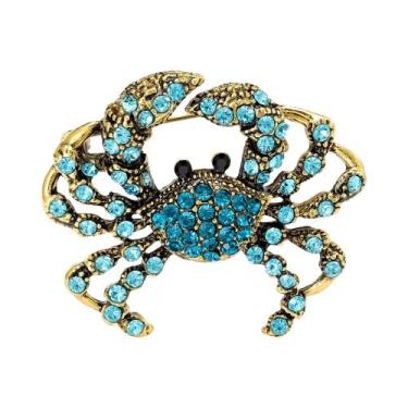 Imagem de Broche De Caranguejo Com Strass Unissex Feminino, Joia De Animal Marin