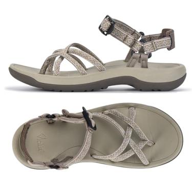 Imagem de Viakix Sandálias rasteiras femininas bege Samara, tamanho 6 - Sandálias femininas para atividades ao ar livre, caminhada, caminhada, Bege/Bege, 37