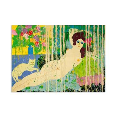 Imagem de Walasse Ting Wall Art Goya's Lover Impressão em tela giclée de famosa pintura abstrata colorida presente para seu banheiro moderno decoração de quarto 85 x 60 cm (83,8 x 60 cm) pôster