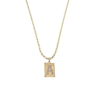 Imagem de Cordão 45Cm Masculino Feminino Pingente Letra A Banhado Ouro