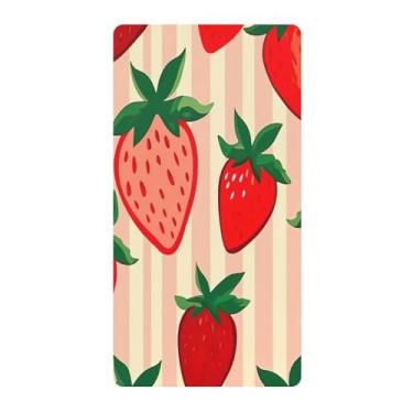 Imagem de Blueangle Lençol de berço padrão para berço infantil - Lençóis de algodão macio e respirável com estampa de morango (543)