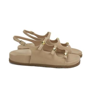 Imagem de Papete Nude Tiras Pepitas Douradas Salto 3cm Glamour