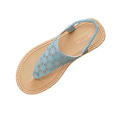 Imagem de Sandálias femininas casuais baotou com meio chinelo grosso design de salto plataforma calçado confortável feito de poliuretano, Azul royal claro, 38