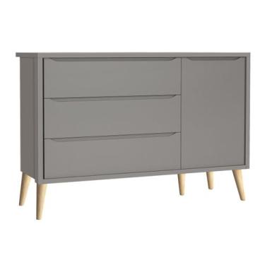 Imagem de Cômoda Sapateira Théo New Cinza Fosco com Natural - MoveisAqui - RELLE