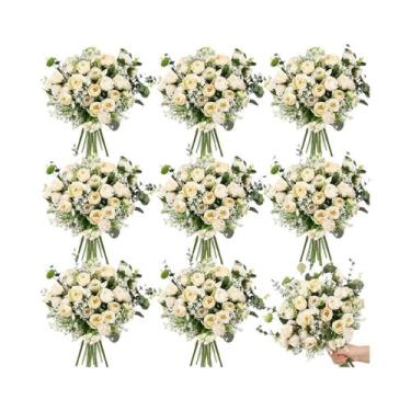 Imagem de 30 Peças De Plantas Artificiais Mistas: Folhas De Eucalipto E Gipsofil