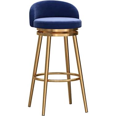 Imagem de Banquetas de bar conjunto de bancos de bar de bistrô 1/2/3/4 bancos de bar giratórios para balcão de cozinha, pub bar banquetas de veludo para cozinha, sala de jantar e sala de estar, azul