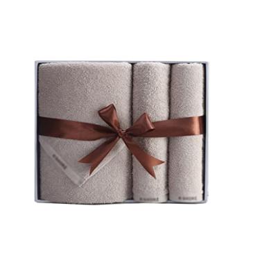 Imagem de THJKUPO Toalha de banho de algodão conjunto de 3 peças caixa de presente para negócios conjunto de toalhas de banho para casa