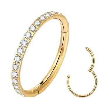 Imagem de Piercing De Argola Articulada Em Aço Inoxidável Com Zircônia Cúbica Pa