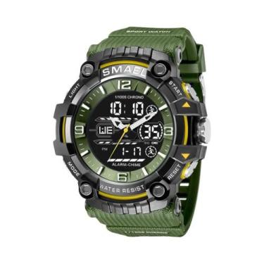 Imagem de Relógio Esportivo Militar Masculino À Prova D'água Com Horário Duplo, 