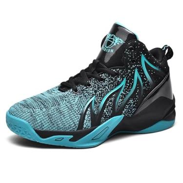 Imagem de CJSPORX Tênis de basquete masculino, respirável, antiderrapante, moderno, esportivo, Preto e azul - 3, 40