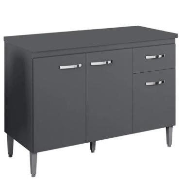 Imagem de Balcão Pia Gabriela 120cm Cinza Com Tampo Mdp - Ajl Móveis Cinza
