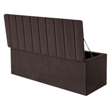 Imagem de Calçadeira Baú Recamier Estofada Cama King 190cm Carla Suede Marrom- Mabe Magazine