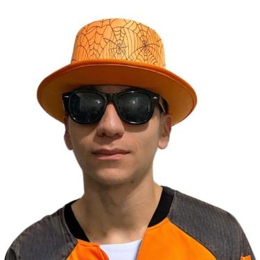 Imagem de Cartola Laranja Com Teia De Aranha Para Fantasias