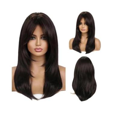 Imagem de Peruca Sintética Loira De Comprimento Médio Com Franja Para Mulheres, 