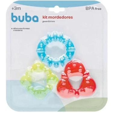 Imagem de Kit Mordedores com Agua Geometricos 3 Unidades Multicor Buba