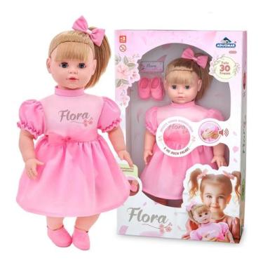 Imagem de Boneca Flora Grande 50cm Abre E Fecha Olhos Fala 30 Frases - Adijomar
