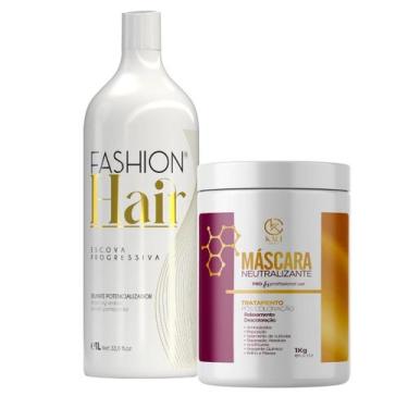 Imagem de Alisamento Profissional Fashion Hair 1L + Neutralizante 1Kg - Kali Cos