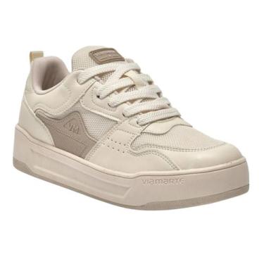 Imagem de Via Marte Tênis Marfim Feminino Cadarço Estiloso -, 37, Marfim, Saara