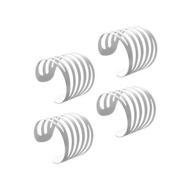 Imagem de 4 Anéis para Guardanapo Lyor Curves de Aço Prateado