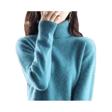 Imagem de Suéter De Cashmere Com Gola Alta Em Plush De Mink Para Mulheres Outono