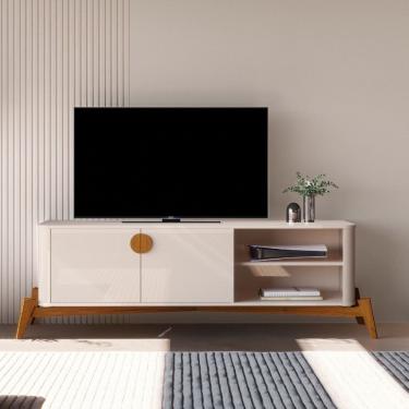 Imagem de Rack para TV ate 60 Polegadas 2 Portas com Pes de Madeira Em MDF Buriti JB Moveis